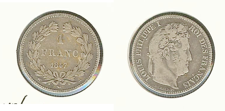 1 franc Louis Philippe 1847A aVF/gVF